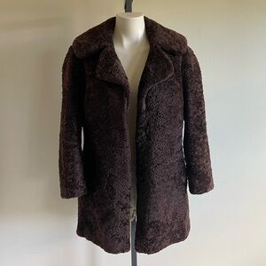 60s Vintage Echt Pelz Karakul Lamb Coat German Lambswool Brown